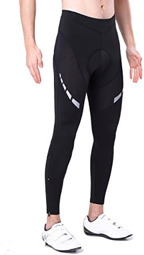 Fmix Men's 4D Padded Cycling Tights Long Bicycle Pants Ourdoor Clothes Bike Wear (Black, L 29"-36")