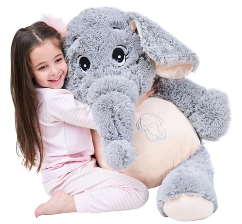 IKASA 100cm Giant Elefant Gefüllte Tiere Plüsch Spielzeug Geschenke für Kinder Freundin