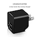 AMEMO 12W 2.4A Dual USB Port Wall Charger Adapter with Foldable Plug for Smartphones, Black