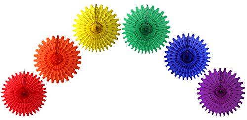 18 Inch Classic Rainbow Party Decorations (Six Fans)