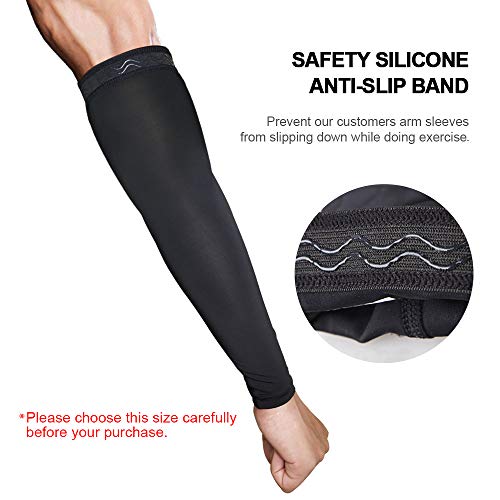 GonHui Arm Sleeves UV Protective Cooling Arm Sleeves for Adult in Outdoor and Indoor Activities (1 Pair) (Black Without Logo, L) - Thumbnail 3