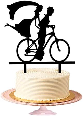 Couples On Cycle Monogram Wedding Cake Topper-Wedding Collection