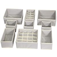 TENABORT 9 Pack Foldable Drawer Organizer Dividers Cloth Storage Box Closet Dresser Organizer Cube Fabric Containers Basket Bins for Underwear Bras Socks Panties Lingeries Nursery Baby Clothes Gray