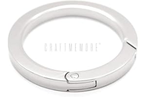 CRAFTMEMORE Metal O Ring Spring Opening Purse Making Snap Angle-Edge O-Rings Clip Key Ring Holder 2pcs SCOF (1 Inch, Silver)
