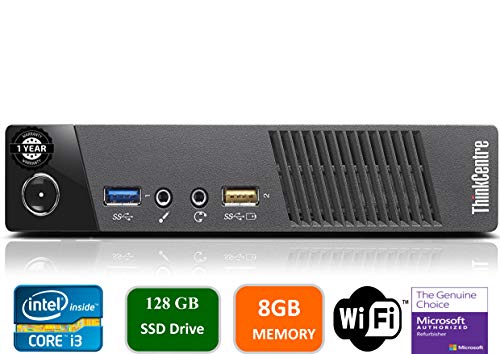 Lenovo ThinkCentre M73P Tiny Mini Business Desktop Computer, Intel Dual-Core i3-4160T Processor up to 3.60 GHz, 8GB RAM, 128GB SSD, WiFi, Windows 10 Pro (Renewed)
