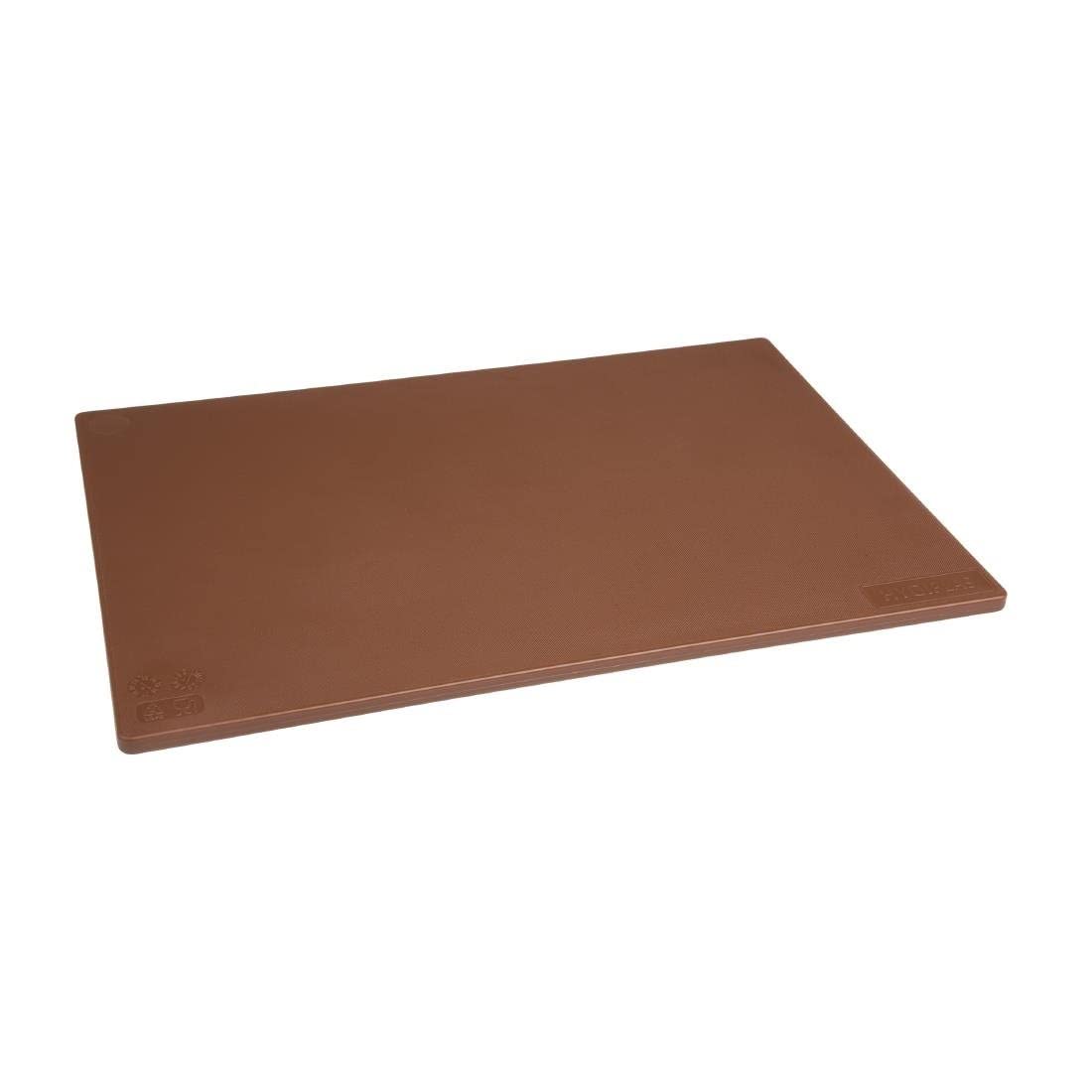 Hygiplas LDPE Chopping Board, Brown Colour Coded - Vegetable Prep, Standard Size: 12(H) x 450(W) x 300(L)mm, Low Density Polyethylene, Non-Porous Prevents Flavour / Odour Absorption, J256