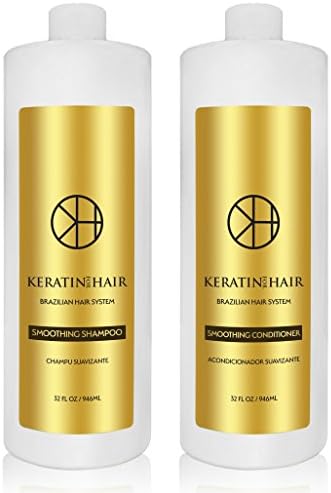 Keratin for Hair Smoothing Sulfate Free Shampoo & Conditioner Set with Complex Vitamins Argan Oil Sulfate Free Hair Regrowth Treatment for Hair Loss Frizzy Curly Thinning Hair, Unisex (32 fl oz)