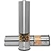 Home Improvement City Electric Salt And Pepper Grinder Set with LED Light - Battery Operated Stainless Steel Mills | Automatic One Touch Grinders with Adjustable Ceramic Coarseness and Bottom Lids