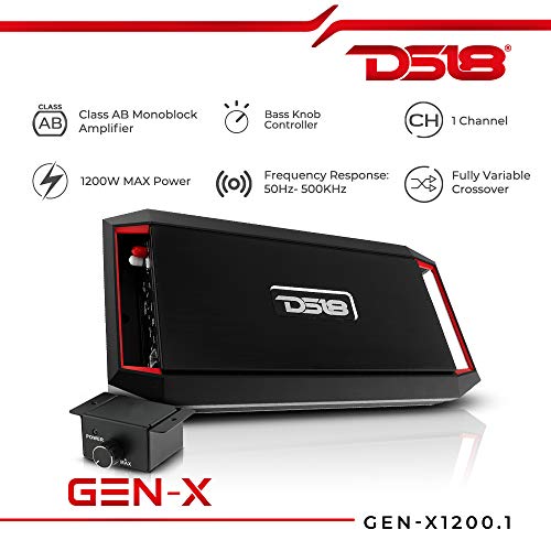 DS18 GENX1200.1 Car Audio Amplifier in Black Class D, Monoblock