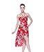 Women's Hawaiian Luau Halter Floral Print Halter Dress S Hibiscus Red
