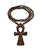 Crescendo SJ INC New ANKH Cross Wood Pendant 6mm/36 Wood Bead Chain Hip Hop Necklace XJ217BR