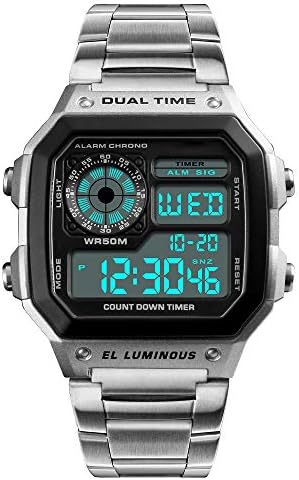silver digital watch mens