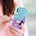 LeYi Compatible with Samsung Galaxy A50 Case with 2PCS Tempered Glass Screen Protector for Girls Women, Glitter Clear Phone Case for Samsung A50 Teal/Purple