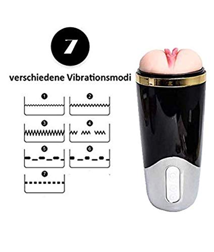 Sexspielzeug Männer Masturbieren Mann Taschenmuschi Masturbator, Muschi Pussy Blowjob 3D Realistisch Vagina Silikon Masturbatoren mit 7 Vibrationsmodi, Automatischer 608 G