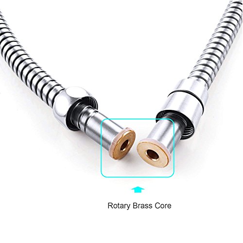 Samodra Shower Hose, 60 Inches Stainless Steel Handheld Shower Hose Replacement Extension 360 Degree Swivel with Solid Brass Connector