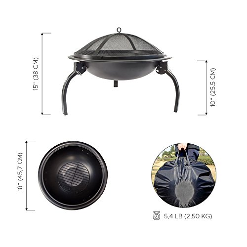 Durable 22-inch Portable Folding Fire Pit with Carrying Bag and Fire Poker