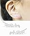 DOMILINA Sterling Silver Little bird standing tree Ear Crawler Cuff Earrings Climbers Wrap Earring（Silver）