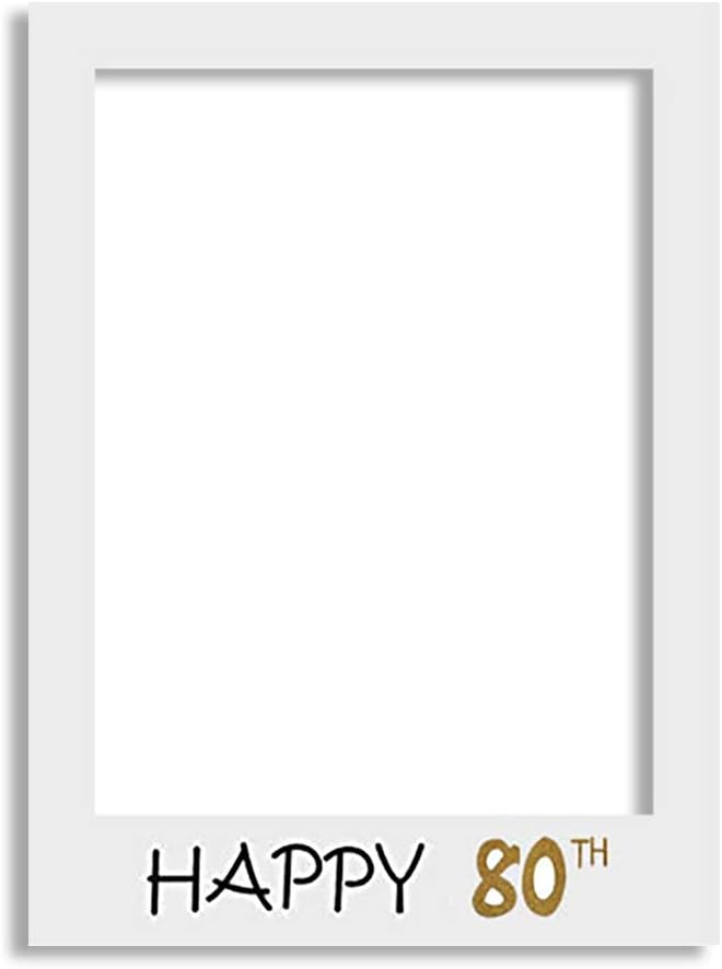 Rzctukltd Selfie Frame Party Supplies, Happy 80th DIY Photo Booth Props for Birthday Party Decorations [80th]