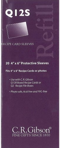 C.R. Gibson Clear Recipe Card Protector Sleeves, 20pc, 4'' W x 6'' L