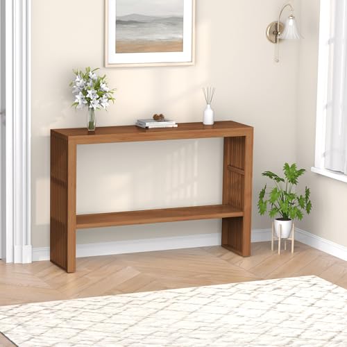 47-Inch Bamboo Console Table with Adjustable 2-Tier Shelf, Walnut at Amazon