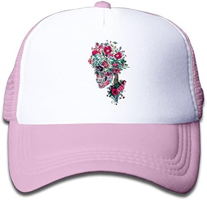 Floral Sugar Skulls Art Kid Mesh Hat Toddler Baseball Cap For Boys Girls Quirky Adjustable Snapback Hip Hop Cool Trucker Plain Flat Hats For Dance,Neo-Jazz,Street Jazz,Reggea