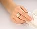 VNOX 18K Gold Plated Copper Cubic Zirconia Man-Made Pearl Ring for Engagement Wedding, Size 8
