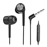 Earphones, Wotmic In Ear Headphones with Microphone Black Earbuds Stereo Sound In Line Control