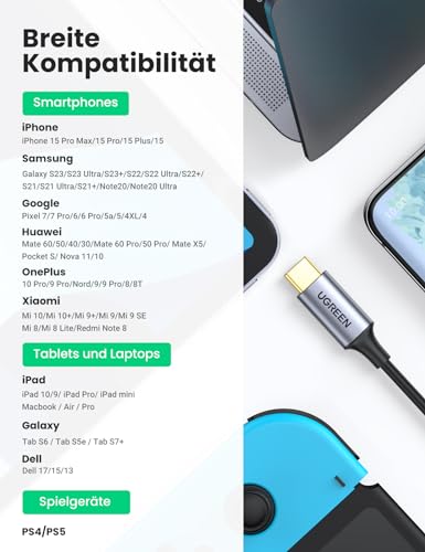 UGREEN USB C to RCA Audio Cable Type C to 2RCA Stereo Adapter Cable (1.5 m) | Type C auf 2RCA Stereo Adapterkabel kompatibel mit iphone 17 Serie, Galaxy S25 Serie, iPad Pro/Air, MacBook Pro, Mac mini M4