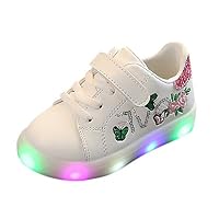 Riverdalin Children Toddler Baby Girls Boys Flat Sneaker Summer Children Flower Butterfly Led Light Luminous Sport Shoes (Pink, 18-24Months)