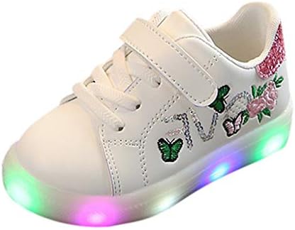 Children Boys Girls Led Light Up Sneakers,Zerototens Kids Flashing Trainers Sequins Flower Butterfly Printed Luminous Sport Running Shoes Outdoor Casual Athletic Walking Shoes