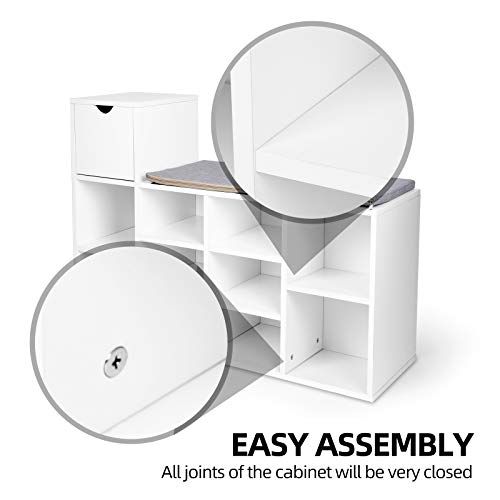 Amzdeal Shoe Storage Bench, Kid's Shoe Bench with Drawer and Padded