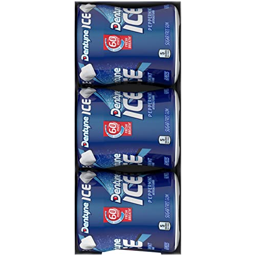 DENTYNE ICE PEPPERMINT SUGAR-FREE CHEWING GUM, 6 BOTTLES OF 60 PIECES (360 TOTAL PIECES)