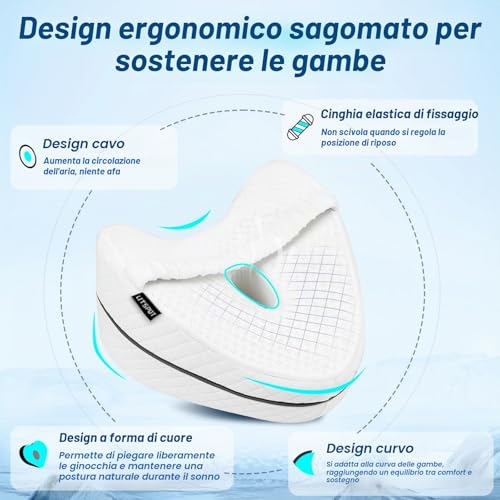LITSPOT Leg and Knee Pillow for Hip Sleeping, Cooling Memory Foam Leg Pillow for Relieving Back, Hip, Sciatica and Joint Pain