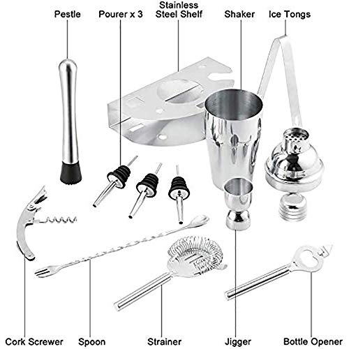 NXYJD Cocktail Shaker Set, 12-teiliges Bartender-Kit Bar-Tool mit Balkenzubehör, Edelstahl Martini-Mischer, Getränk… – Bild 3