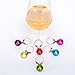 Zolee Wine Glass Charms, 6 Colors Mini Plastic Christmas Balls Design with Simple Buckle, Xmas Theme Glasses Markers Package in a Exquesite Gift Box for Parties Decoration