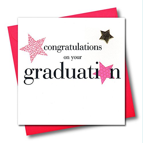 Claire Giles Greeting Cards, Graduation Card, Pink design Congratulations on Graduation Greeting Card, Embellished with a padded star