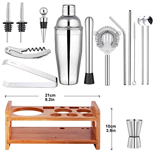 Cocktail-Set Cocktail-Shaker-Set mit Ständer, Edelstahl-Bar-Werkzeug-Set, Barkeeper-Kit mit Cocktailbuch, Heim-Bar… – Bild 6