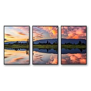 Framed Canvas Wall Art for Living Room, Bedroom Beautiful Nature Norway Landscape Canvas Prints for Modern Home Decoration Ready to Hang - 16"x24"x3 Panels