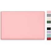 NPOOYI Silicone Art Mat for Crafts, 12" x 19" Waterproof Non-Slip Painting Mat for Kids with Raised Sides, Protects Surfaces Perfectly for Crafts, Legos, Slime, Resin, Paint & Jewelry-Making, Pink