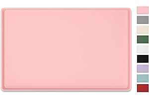 NPOOYI Silicone Art Mat for Crafts, 12" x 19" Waterproof Non-Slip Painting Mat for Kids with Raised Sides, Protects Surfaces Perfectly for Crafts, Legos, Slime, Resin, Paint & Jewelry-Making, Pink