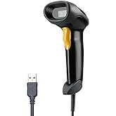 Eyoyo EYH2 Handheld USB Wired 2D 1D Barcode Scanner for POS Mobile Payment | Automatic QR Code Scanner PDF417 Data Matrix, Long USB Cable, for Convenience Store, Supermarket, Warehouse
