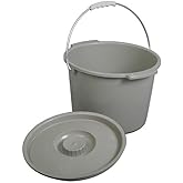 Medline MDS80306B Commode Buckets with Handle and Lid (Pack of 6)