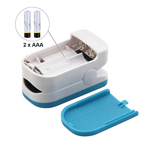 OOCOME Fingertip Pulse Oximeter LED Display Digital Portable Blood Oxygen with lanyard Blue
