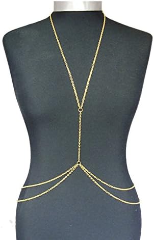 CHHR Popular Harness Women Bikini Gold Link Beach Crossover Belly Body Chain Necklace