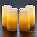 Hayley Cherie - Real Wax Flameless Candles with Timer (Set of 4) - Ivory LED Candles 3” Wide x 6” Tall - Flickering Amber Flame - Battery Operated Pillar Candles - Large Unscented