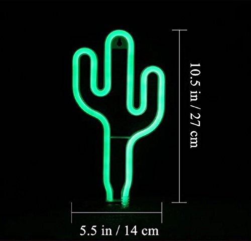 AIZESI Neon Light, Cactus Neon Lamps,Cactus Signs Marquee Battery Or USB Operated Table Led Ligths Wall Decoration for Girls Bedroom,Living Room, Christmas,Party as Kids Gift(Green Cactus)