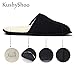 KushyShoo Mens Slippers, Scuff Fluff House Shoes, Slip-On Indoor Outdoor Slipper, Black, Size 9.5-10.5