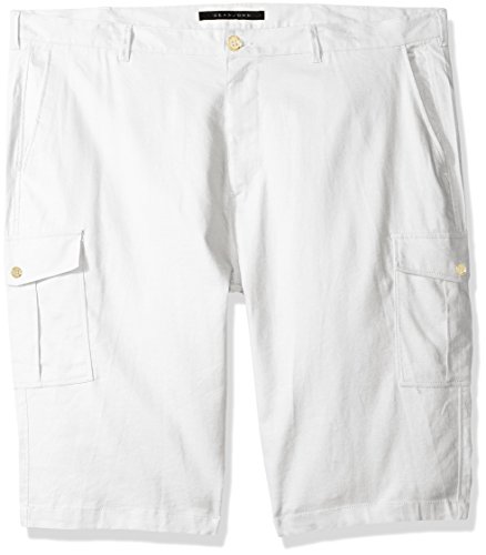 Sean John Men's Solid Linen Cargo Shorts, Bright White, 44B