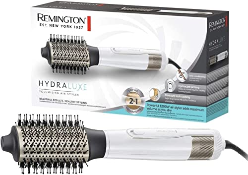 Remington Warmluftbürste Ionen Hydraluxe 2in1: Haartrockner & Volumenbürste (1200 Watt, Hydracare Technologie, feuchtigkeitsspeichernde Keramikbeschichtung, 3 Heiz-/2 separate Gebläsestufen) AS8901