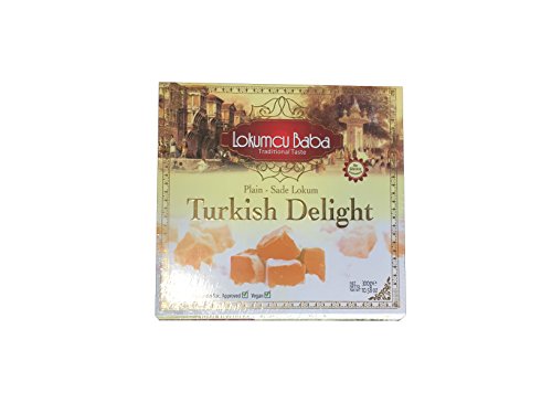 Turkish Delight with Plain, Sweet Confectionery Gourmet Gift Box Candy Dessert 10.5 oz, Halal Turkish Delight (300)